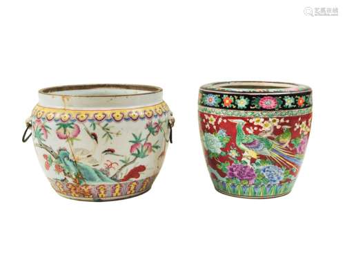 Two Chinese Famille Rose Pots