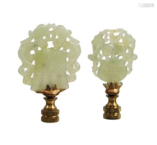 Pair Of Jade Lamp Finials