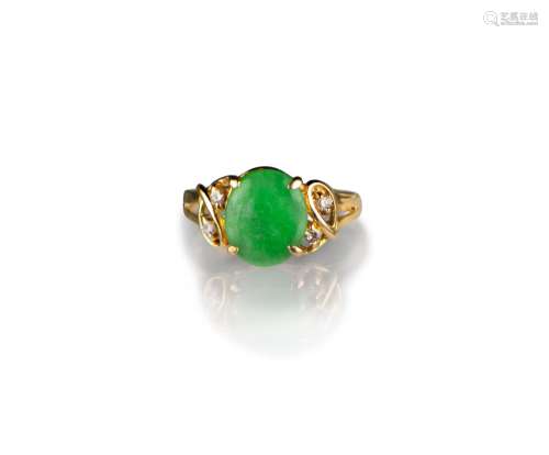 Jade Diamond Gold Ring