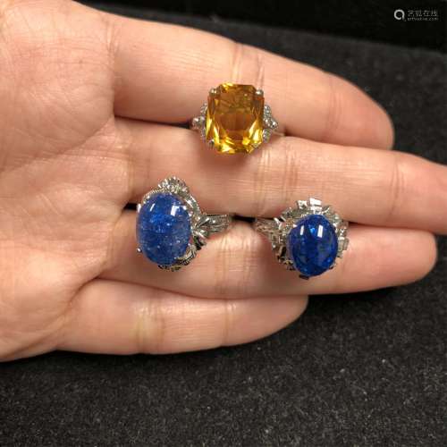 Group of Three Crystal And Star Sapphire Rings
