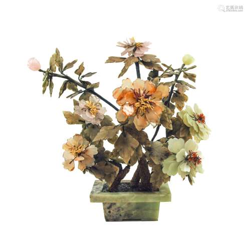 Agate, Jade, Rose Quartz, Bonsai Flowers