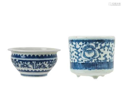Two Blue And White Porcelain Incense Burners