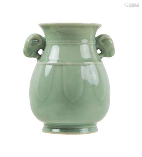 Celadon Glazed Ram Handles Vase