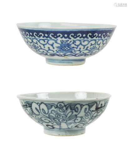 Two Chinese Blue And White Bowls