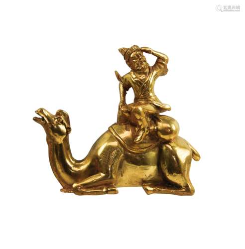 Gilded Bronze Iranian On Camel