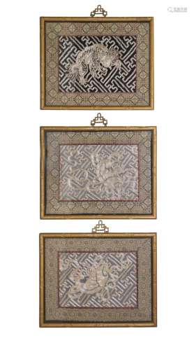 Three Of Framed Silver Thread Embroideries