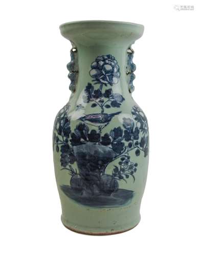 Chinese Celadon And Blue Vase