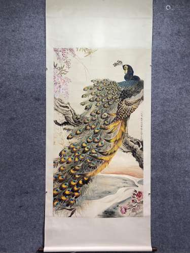 A Chinese Peacock Painting Mark Zheng Naijiu