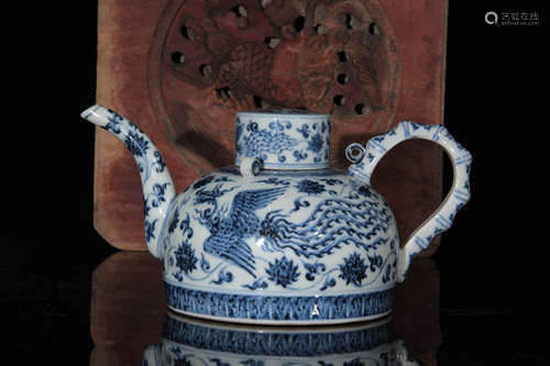 A Blue And White Porcelain Tea Pot