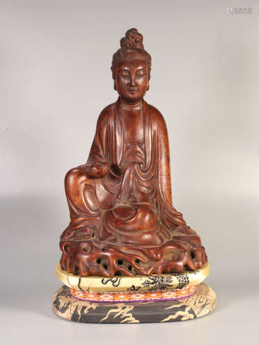 A Agarwood Carved Guan Yin Buddha Statue