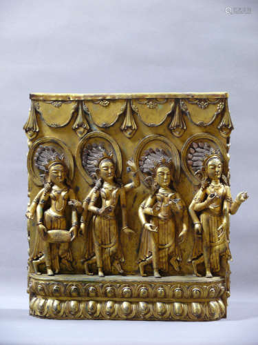 A Bronze Four Arms Beauty Pattern Treasure Box