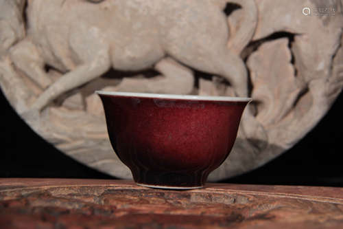 A Red Glaze Porcelain Cup