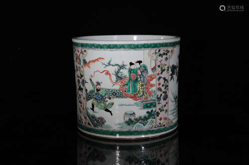 A Five Colored Character Story Porcelain Brush Holder