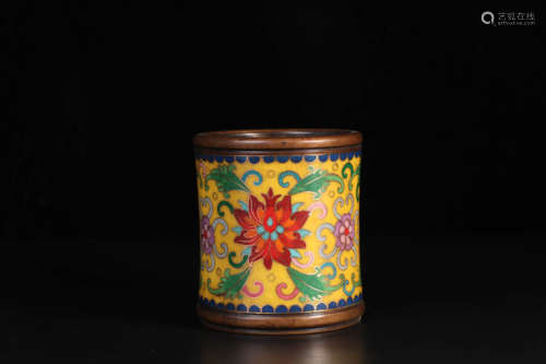 A Cloisonne Flower Pattern Pen Holder