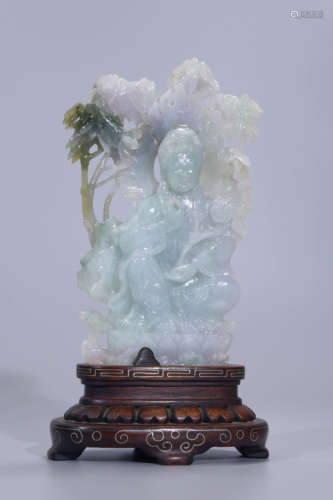 A Jade Guan Yin Ruyi Ornament