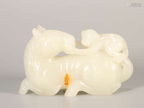 A Jade Horse And Monkey Ornament