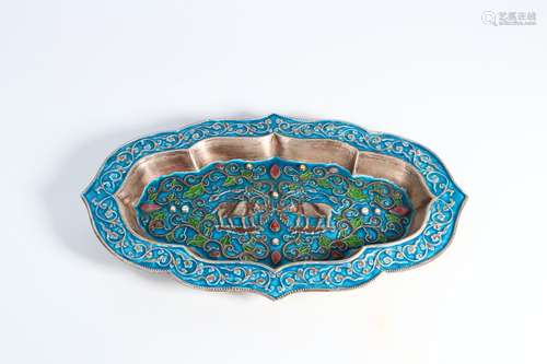 A Silver Enamel Plate