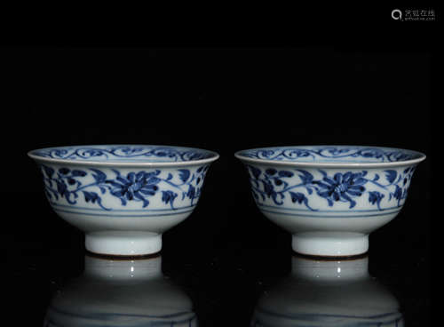 A Blue And White Lotus Pattern Porcelain Cup