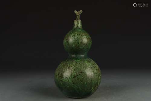 绿釉瓷葫芦瓶