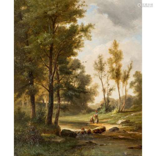 LECOCQ, DENIS JOSEPH (1805-1851) "Wäscherinnen auf eine...
