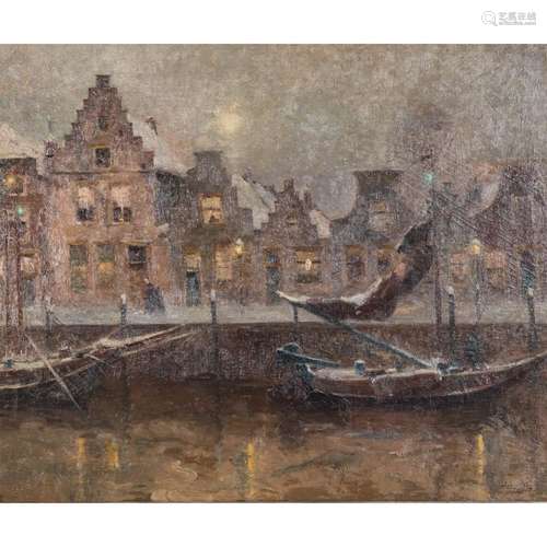 CÉLOS, JULIEN (1884-1953) "Boote in einem nebligen Flus...