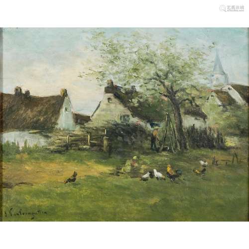 LEEMPUTTEN, CORNELIS VAN (1841-1902) "Federvieh am Gehö...