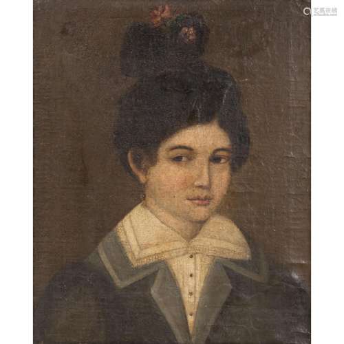 MALER/IN 18./19. Jh., "Portrait einer jungen Dame mit B...