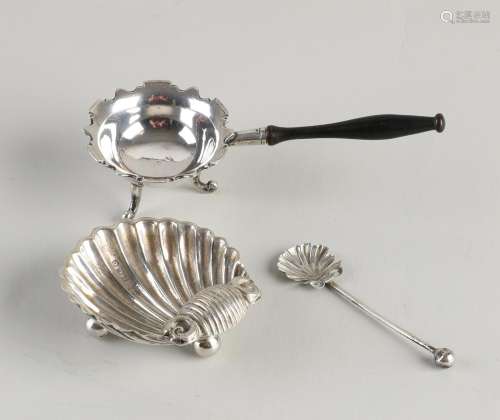 Silver miniature pipe stove and spice tray