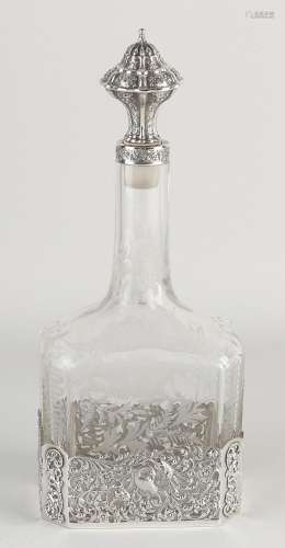 Decanter with silver and crystal