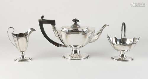 Three-piece silver tableware