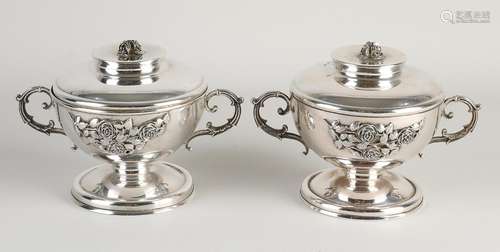 Two silver sugar bowls