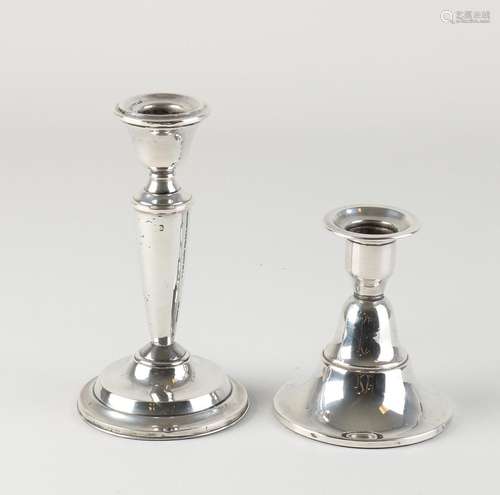 Two silver candlesticks