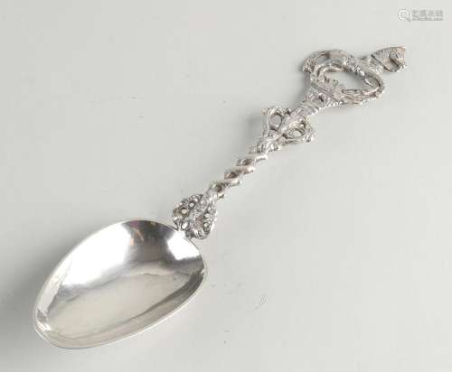 Silver birth spoon, 1866