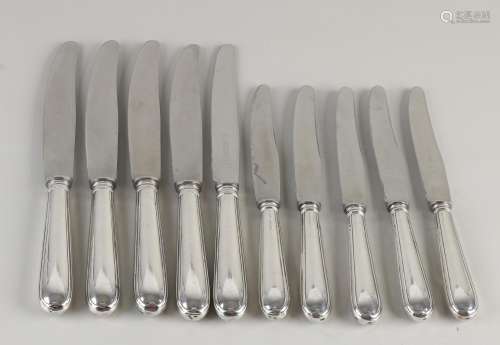 Ten knives with plated handles