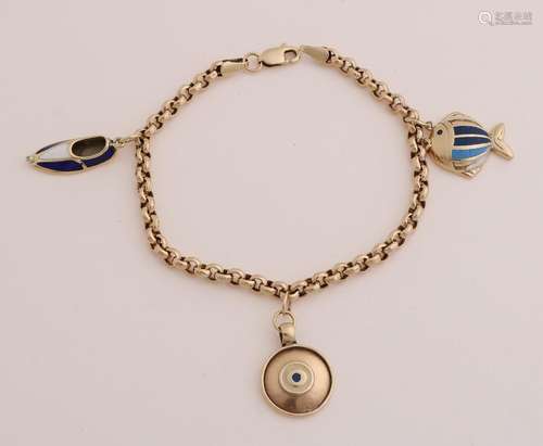 Gold bracelet with charms