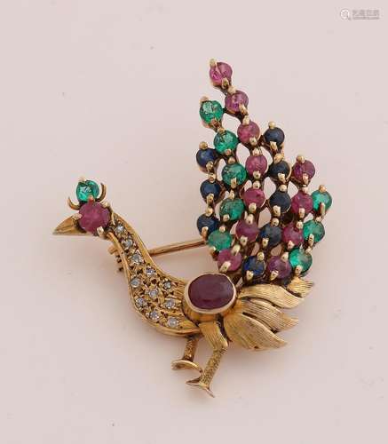 gold peacock brooch