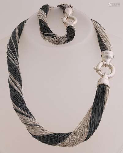 Silver necklace and bracelet