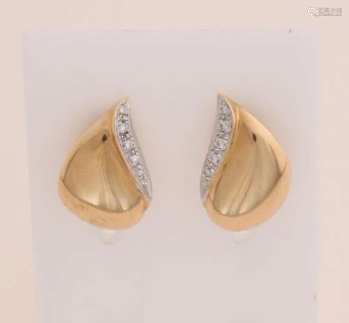 Gold drop earrings with diamonds