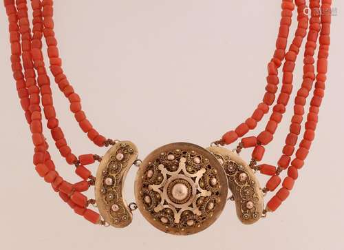 Red coral necklace with regional lock