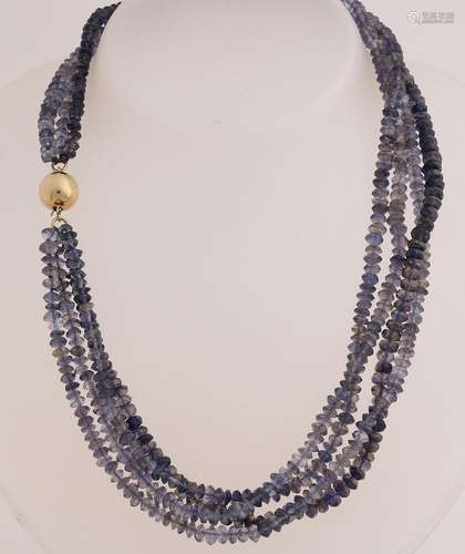 Necklace of iolite with gold