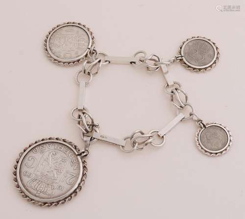 Silver bracelet with coins