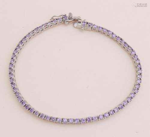 Silver bracelet lilac zirconias