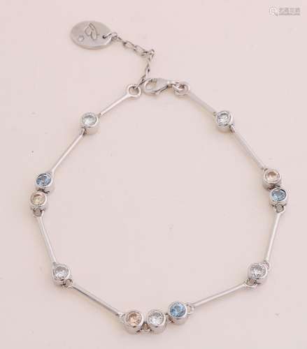 Silver bracelet colored cubic zirconias