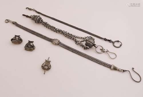 Lot of silver watch chains