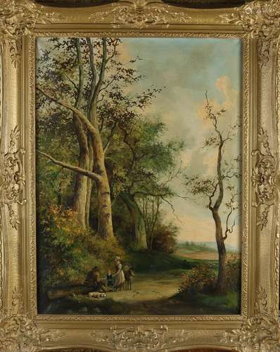 Ch. Dubois, Landscape with a traveler on a sandy path.