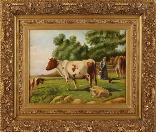 Unsigned, Landscape with cattle and farmer's wife