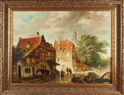 Unsigned, Romantic Dutch cityscape