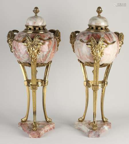 Two French cassolettes, H 52 cm.