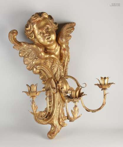 Gold plated 3-light wall sconce