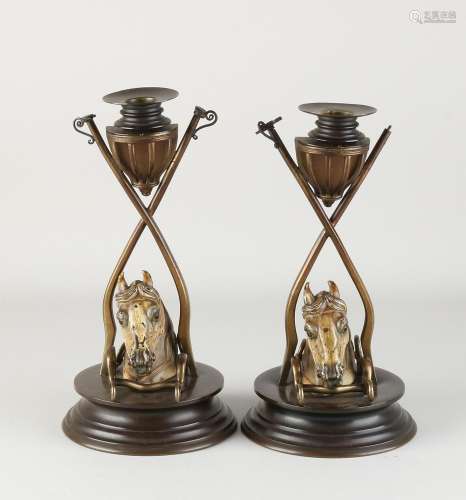 Two antique Viennese candlesticks, H 24 cm.